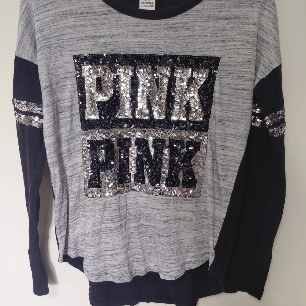 PINK Victoria's Secret Gray Sequin Top